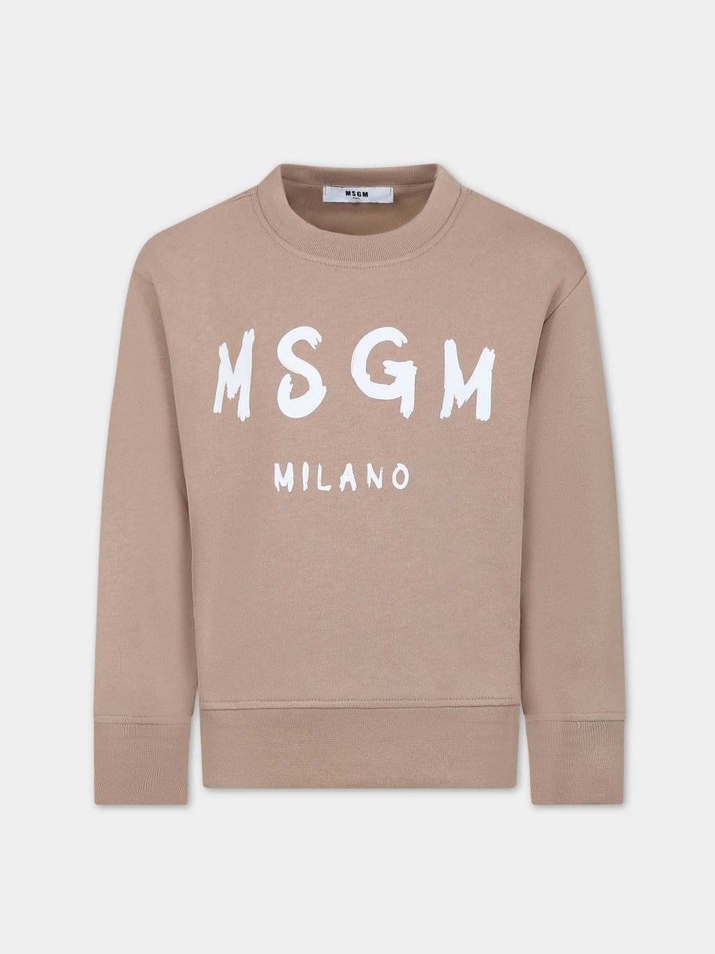 Felpa beige per bambini con logo